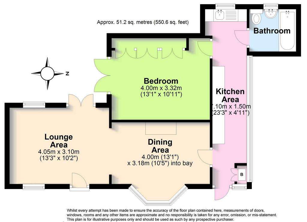 1 bedroom bungalow for sale - floorplan