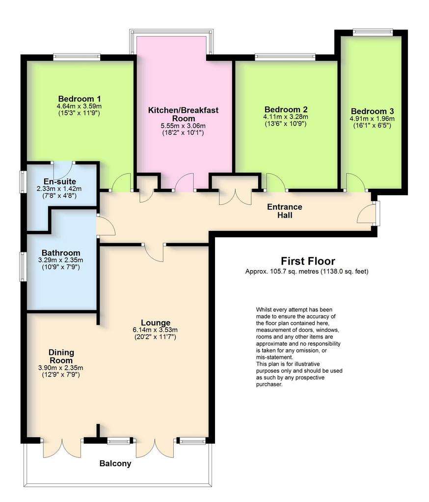 3 bedroom flat for sale - floorplan