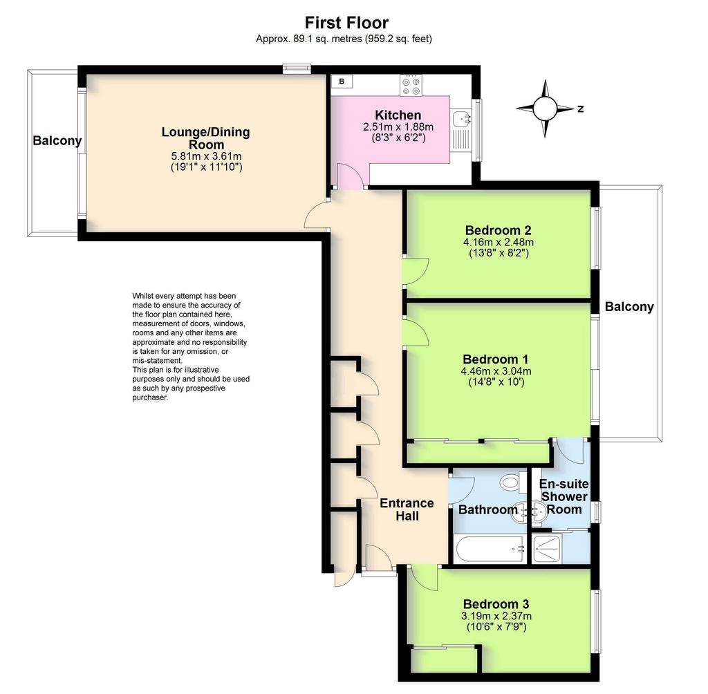 3 bedroom flat for sale - floorplan