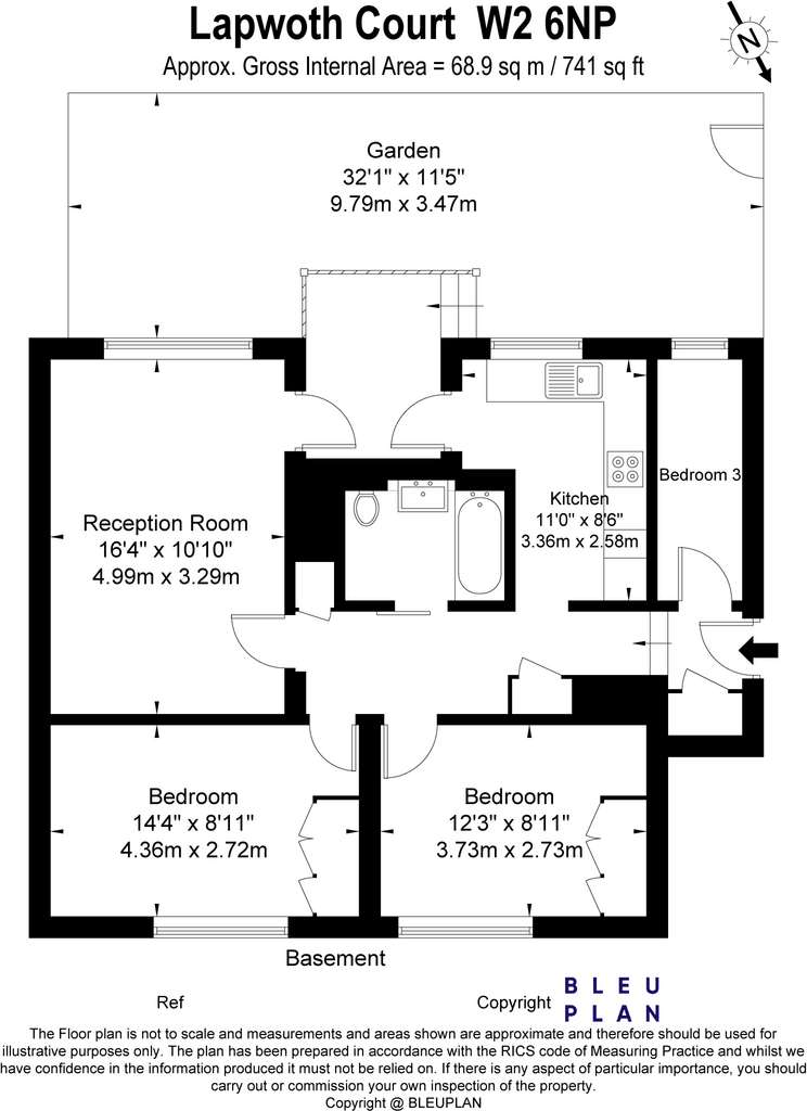 3 bedroom flat to rent - floorplan