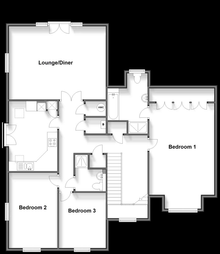 3 bedroom penthouse apartment for sale - floorplan