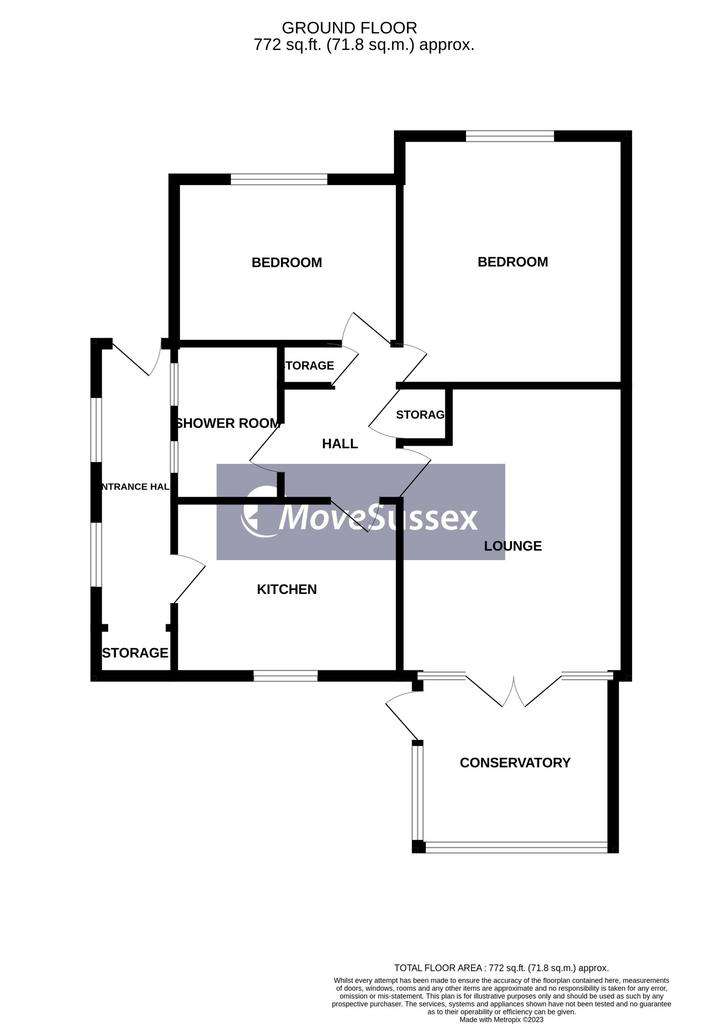 2 bedroom bungalow for sale - floorplan