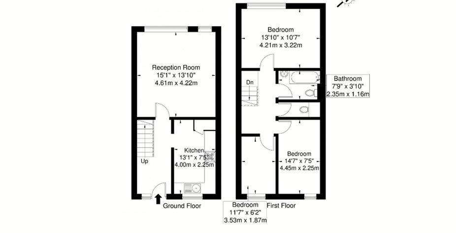 3 bedroom flat to rent - floorplan