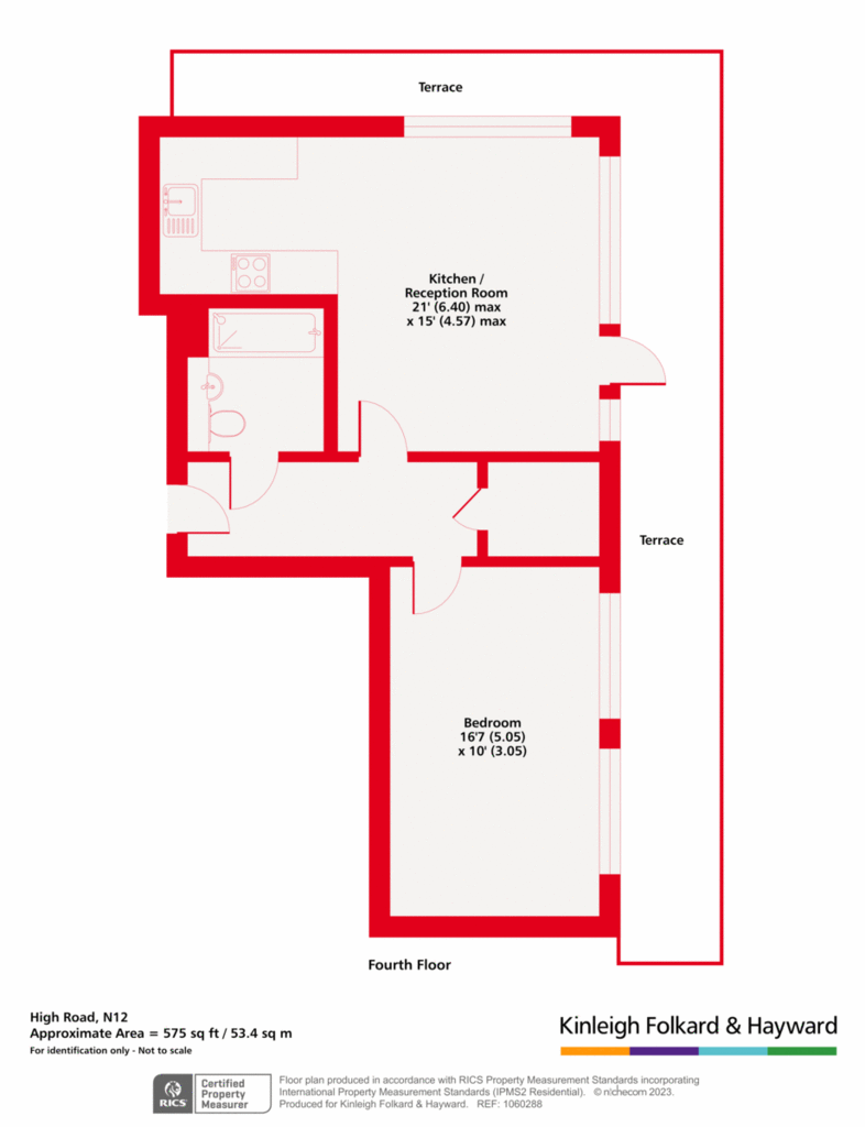 1 bedroom penthouse apartment for sale - floorplan