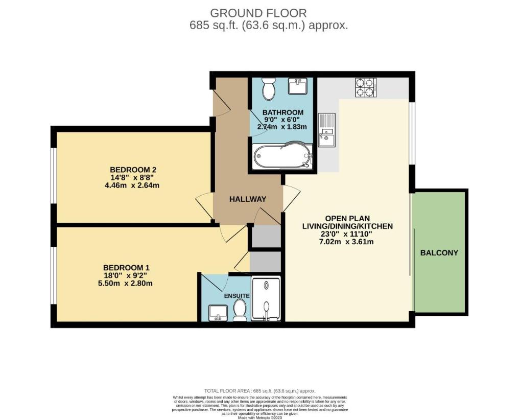 2 bedroom flat for sale - floorplan