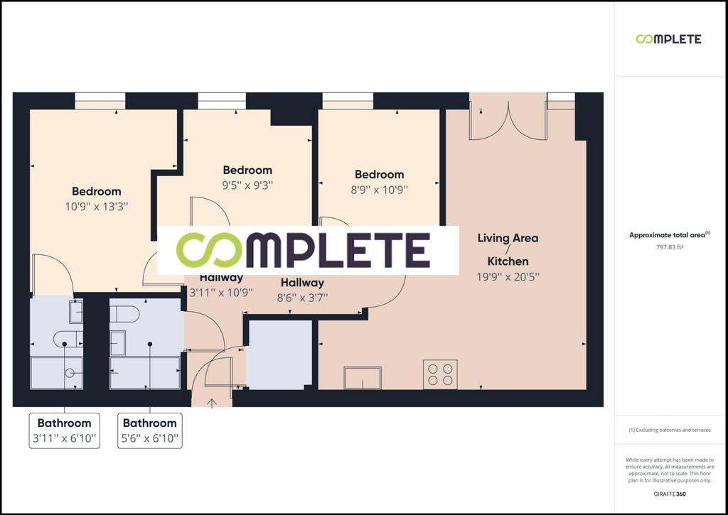 3 bedroom flat for sale - floorplan