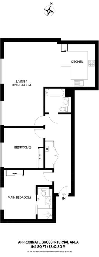 2 bedroom flat to rent - floorplan