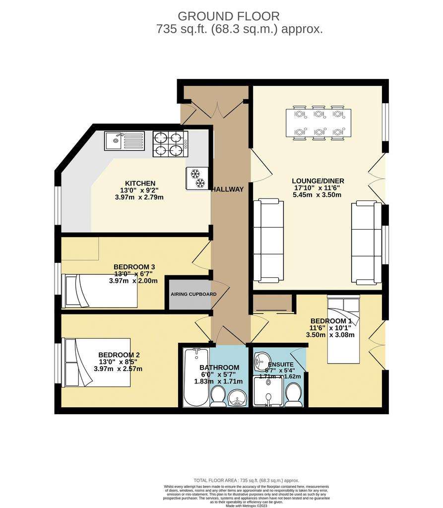 3 bedroom flat for sale - floorplan