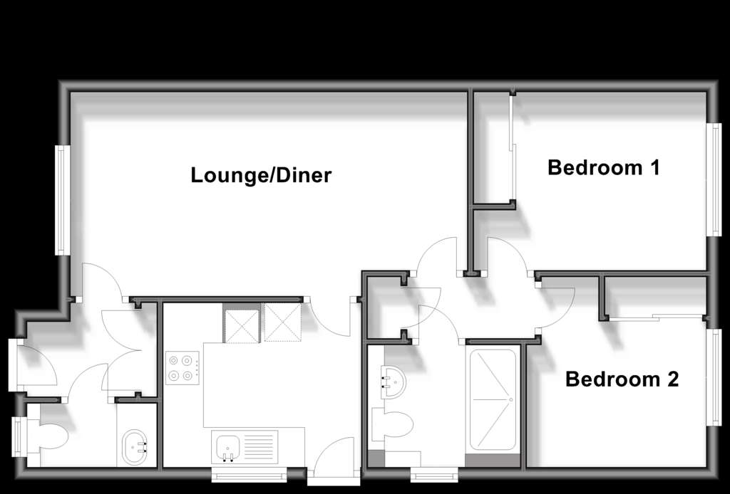 2 bedroom semi-detached bungalow for sale - floorplan