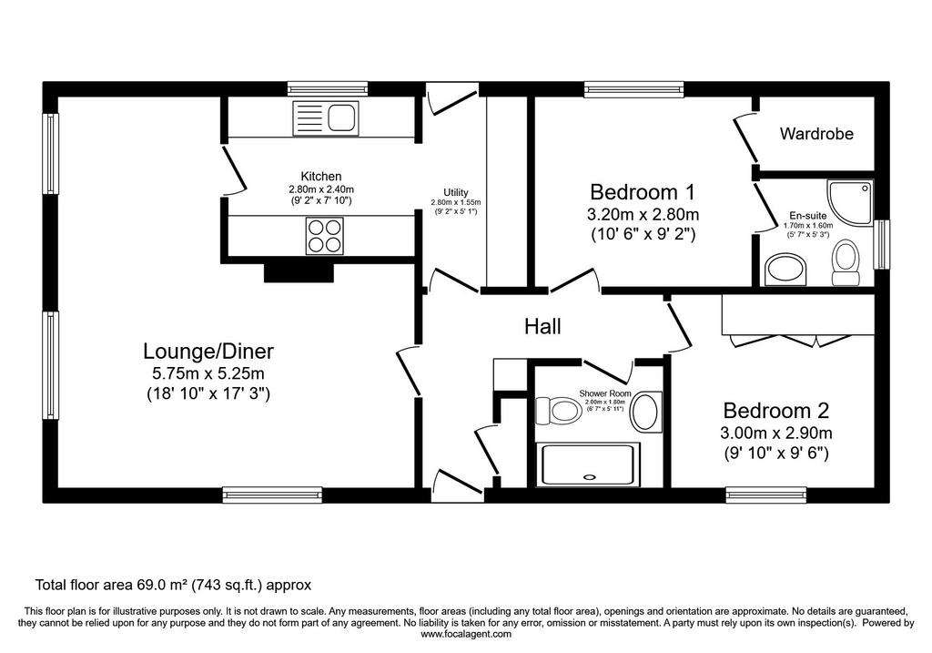 2 bedroom park home for sale - floorplan