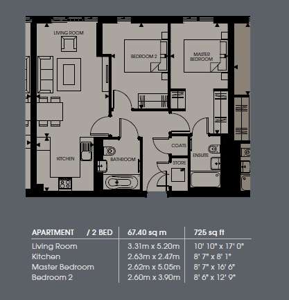 2 bedroom flat to rent - floorplan