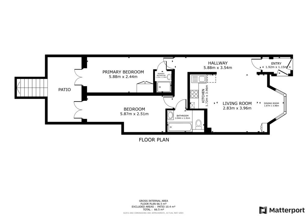 2 bedroom flat to rent - floorplan