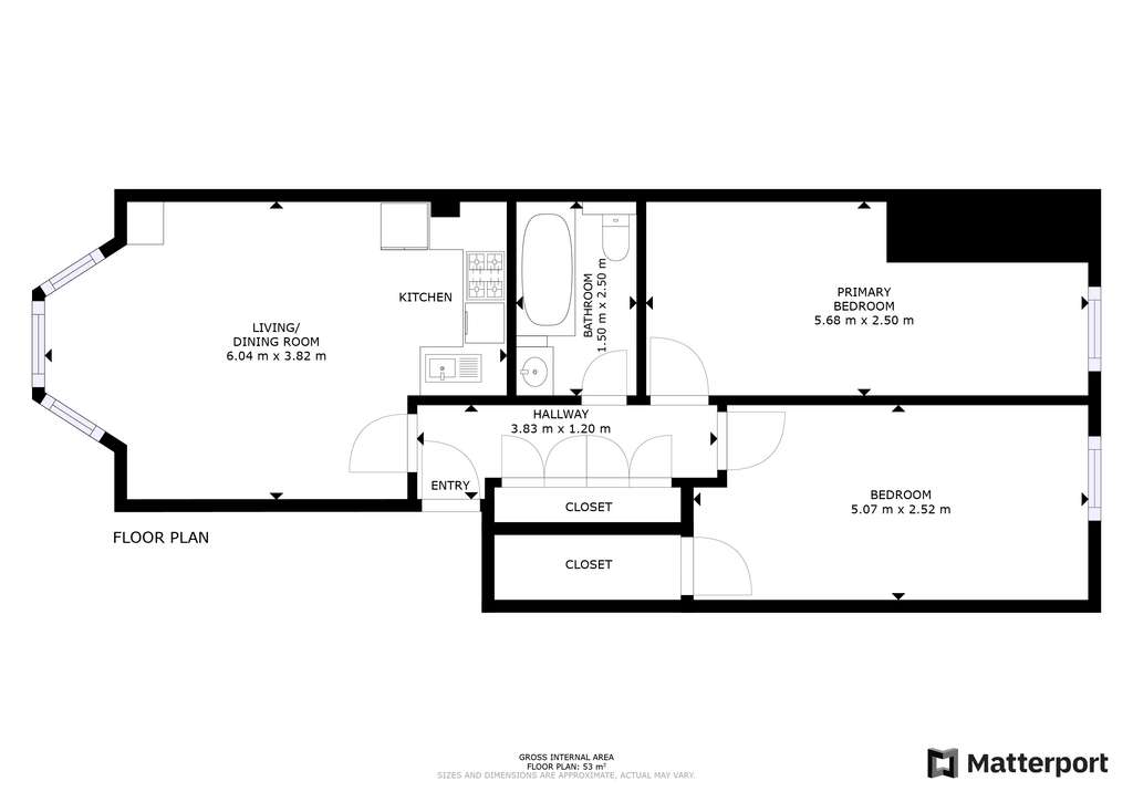 2 bedroom flat to rent - floorplan