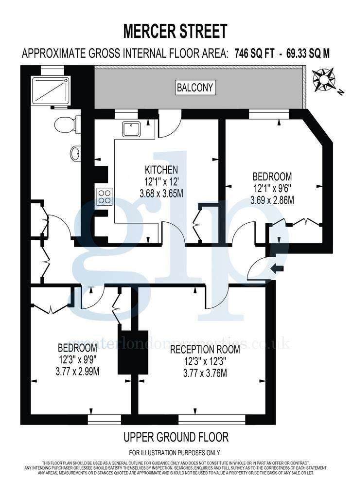 2 bedroom flat to rent - floorplan