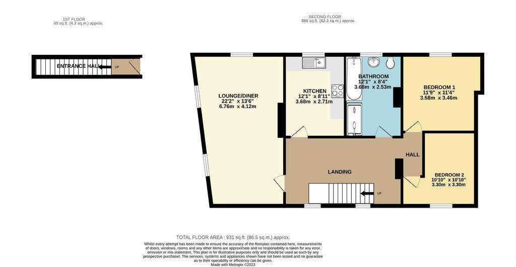 2 bedroom flat to rent - floorplan