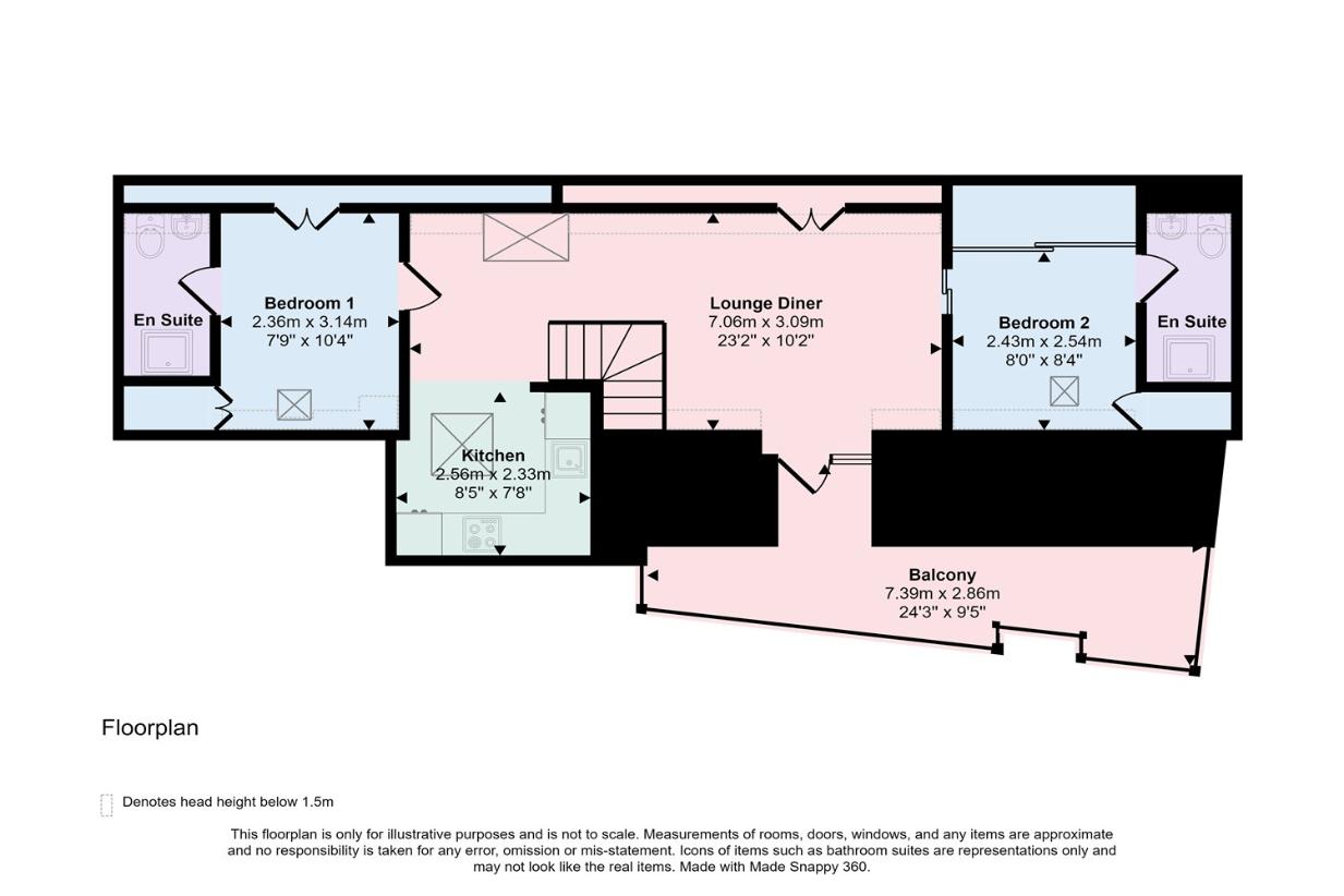 2 bedroom penthouse apartment for sale - floorplan