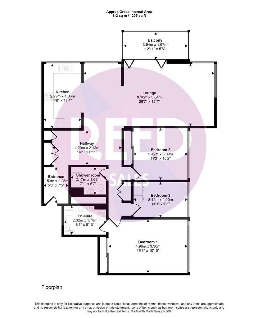 3 bedroom flat to rent - floorplan