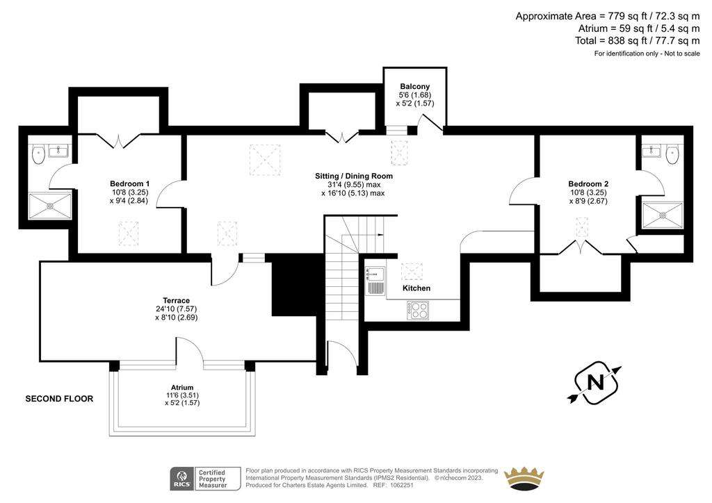 2 bedroom penthouse apartment for sale - floorplan