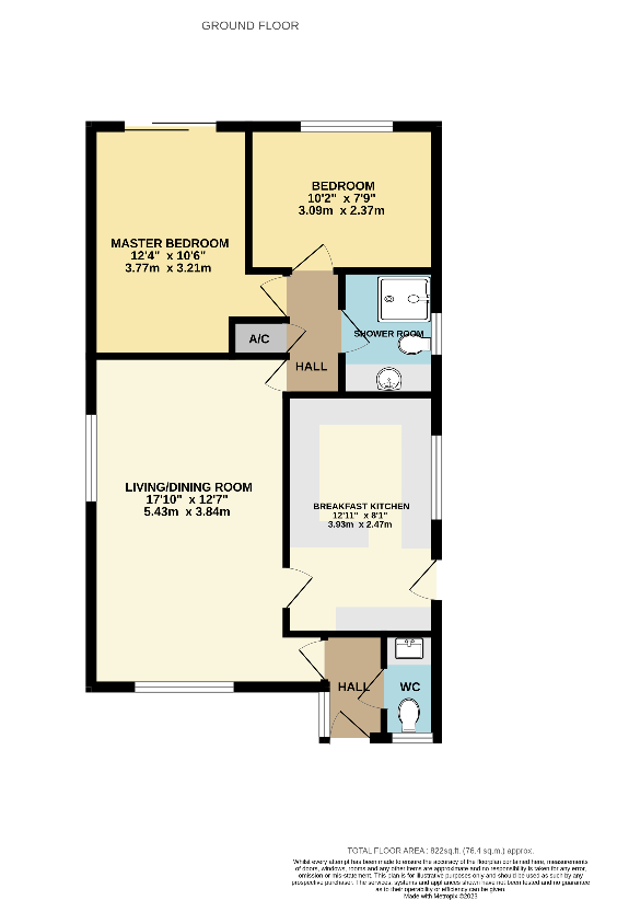 2 bedroom bungalow for sale - floorplan