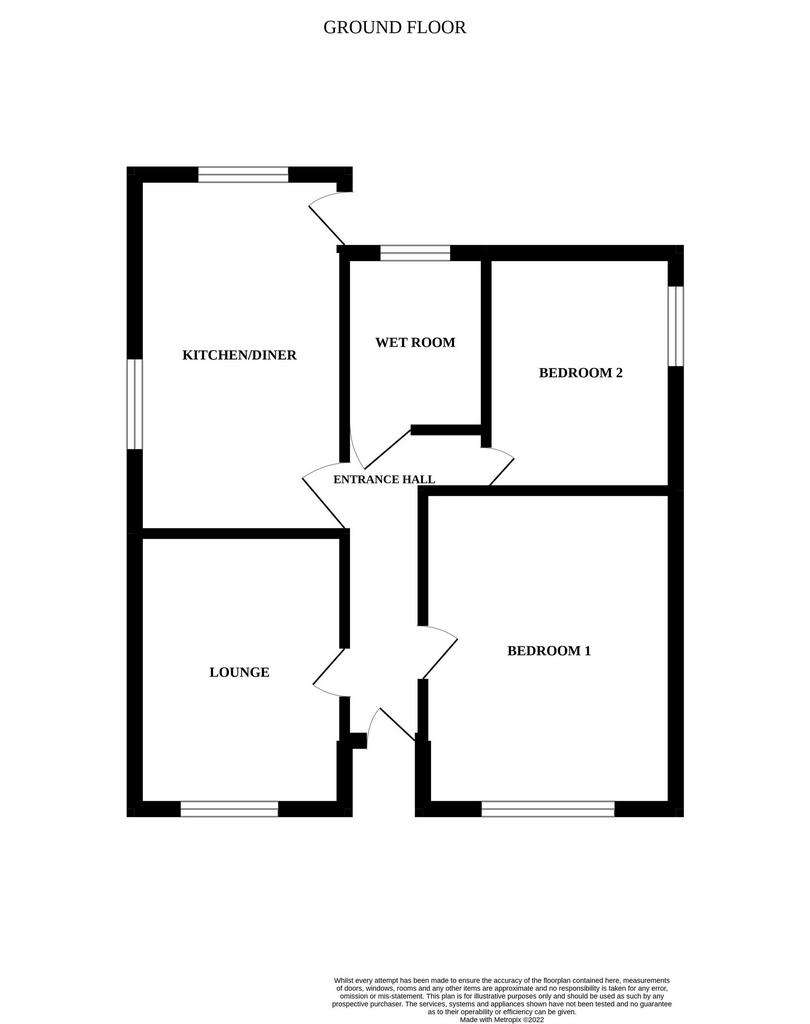 2 bedroom detached bungalow for sale - floorplan