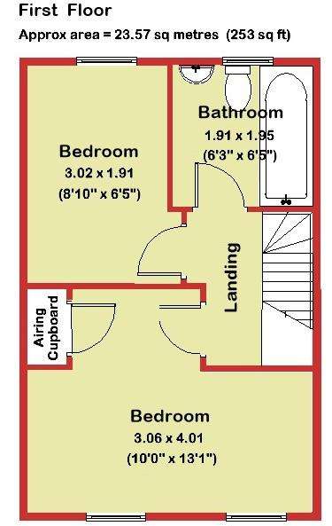 2 bedroom end of terrace house for sale - floorplan