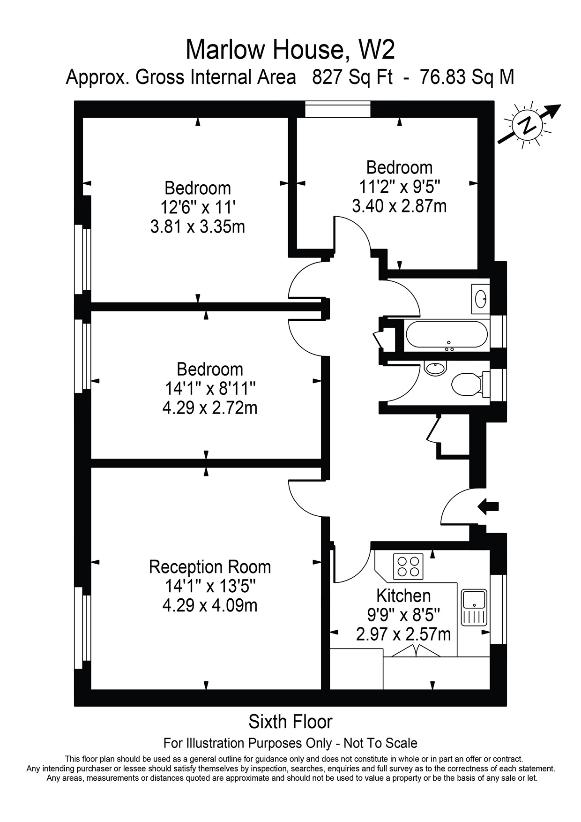 3 bedroom flat for sale - floorplan