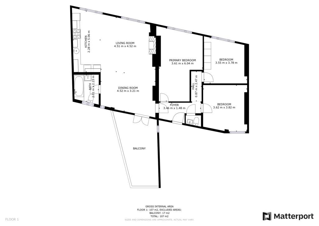 3 bedroom flat to rent - floorplan