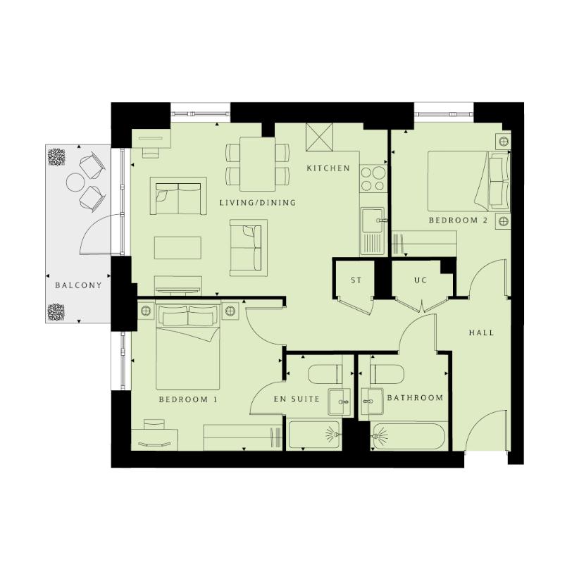 2 bedroom flat for sale - floorplan