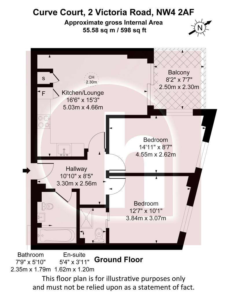 2 bedroom flat to rent - floorplan