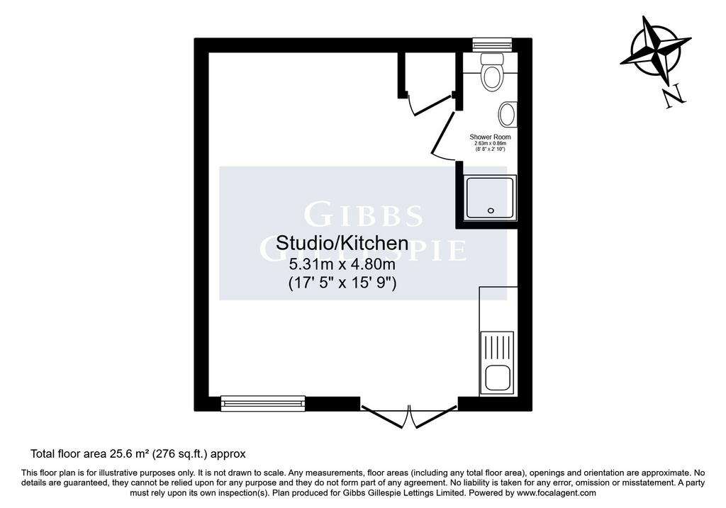 Studio flat to rent - floorplan