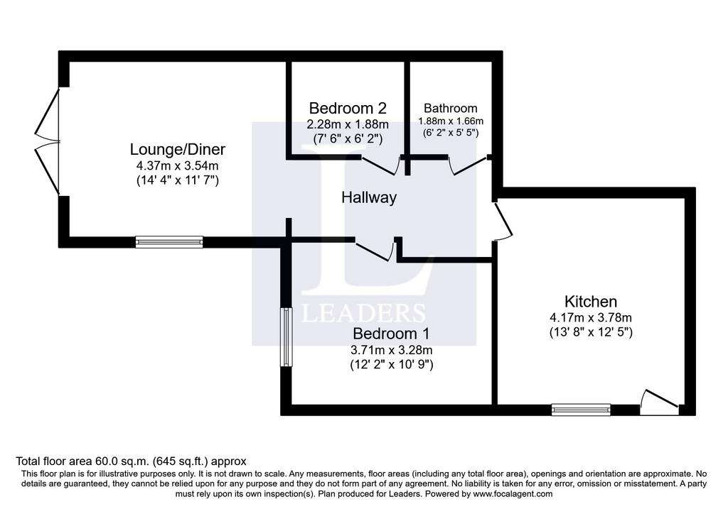 2 bedroom flat to rent - floorplan