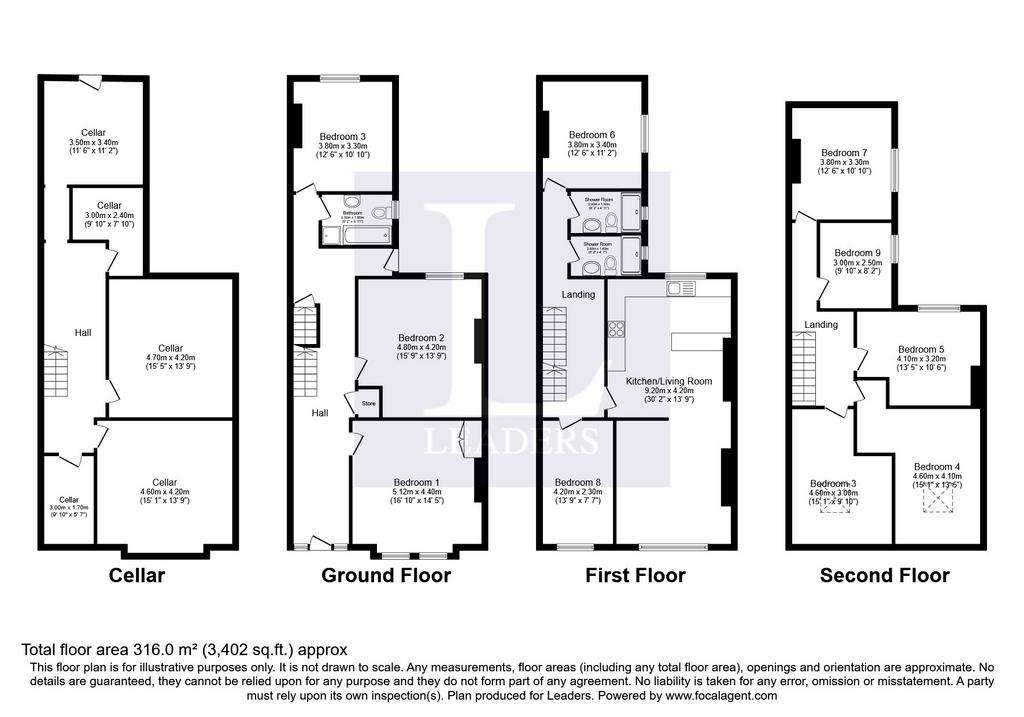 10 bedroom terraced house to rent - floorplan