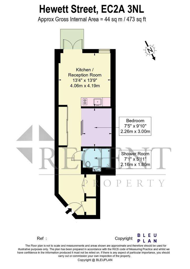 Studio flat to rent - floorplan