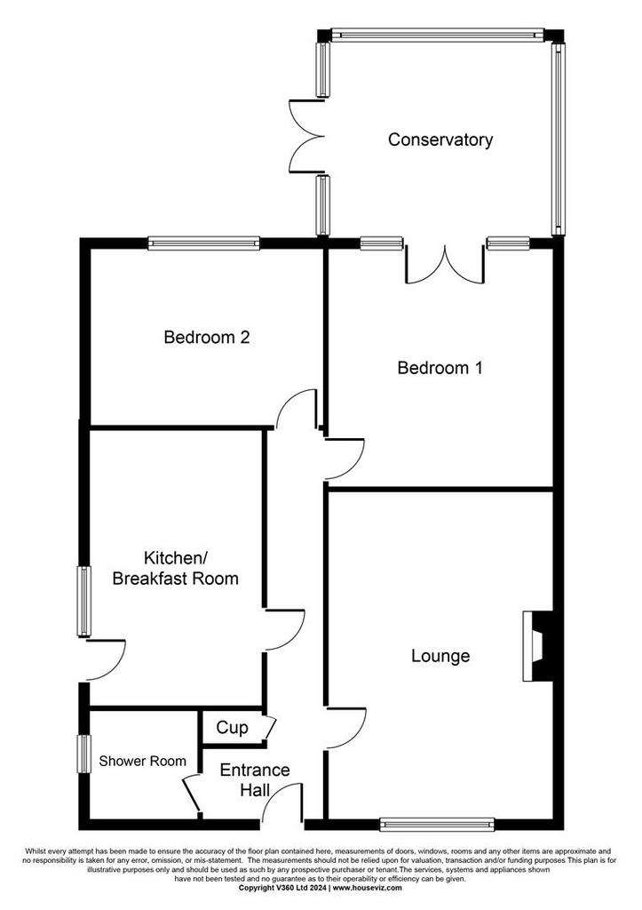 2 bedroom semi-detached bungalow for sale - floorplan