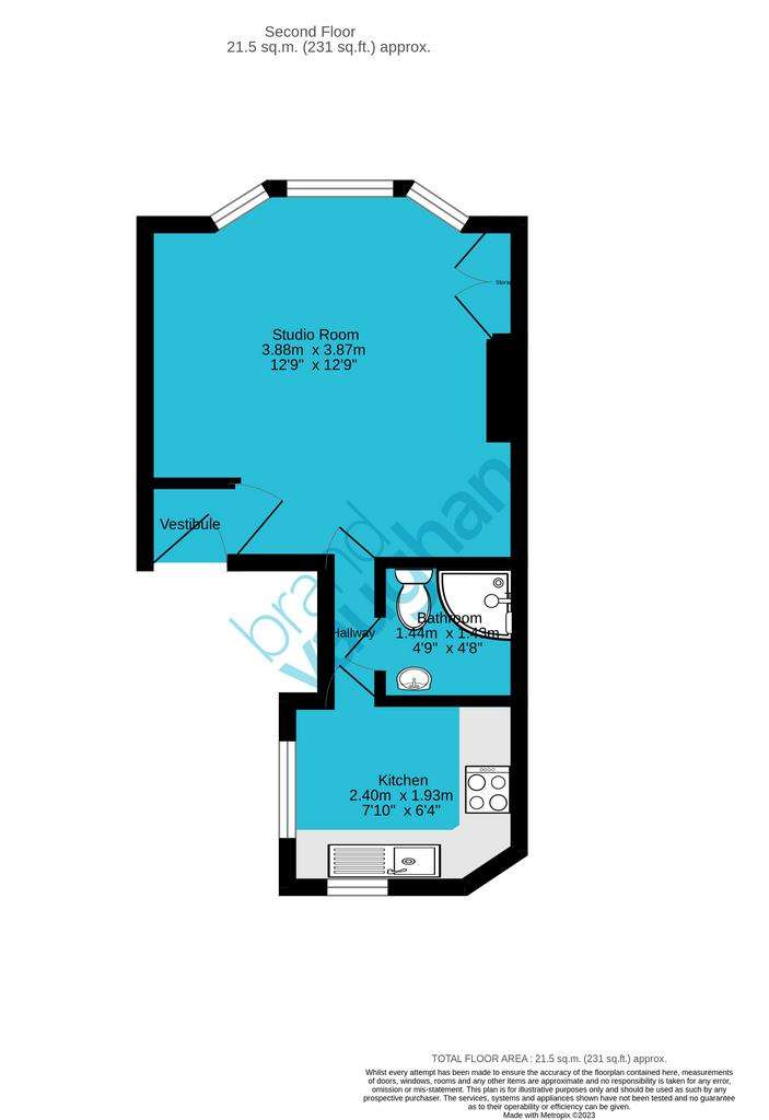 Studio flat to rent - floorplan