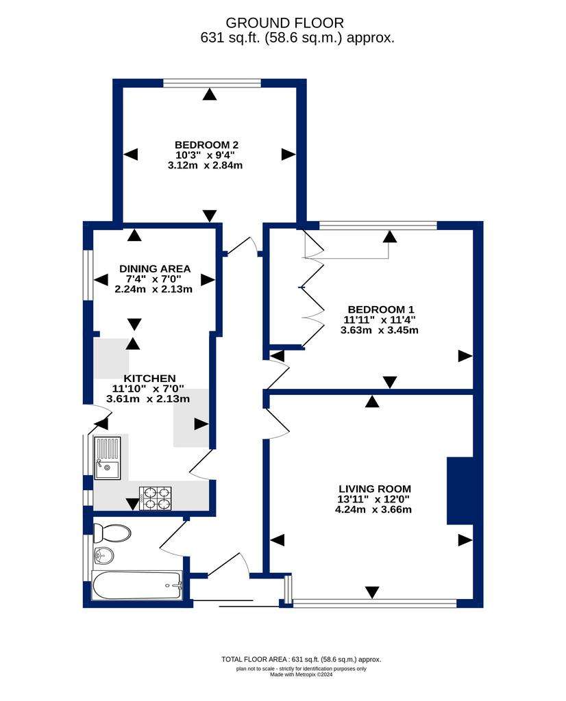 2 bedroom bungalow for sale - floorplan