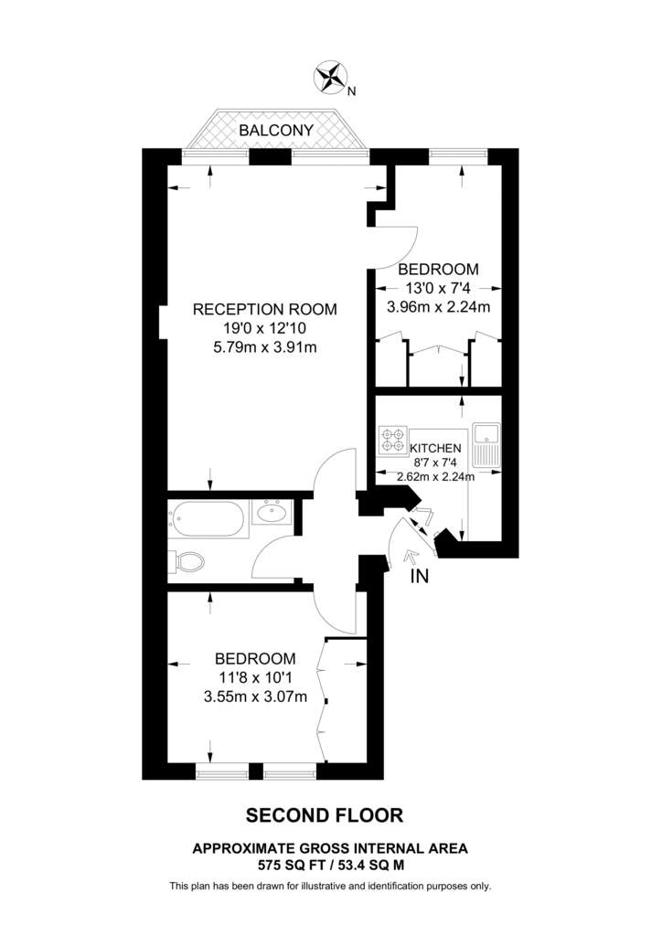 2 bedroom flat to rent - floorplan