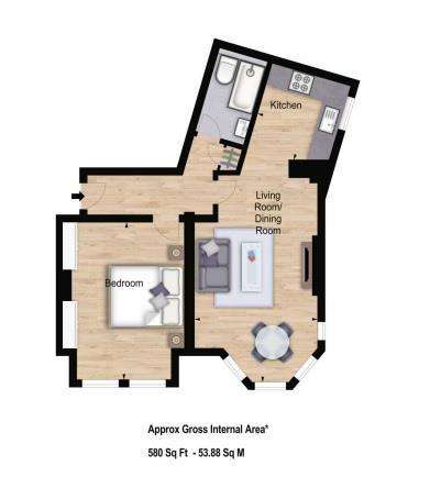 1 bedroom flat to rent - floorplan