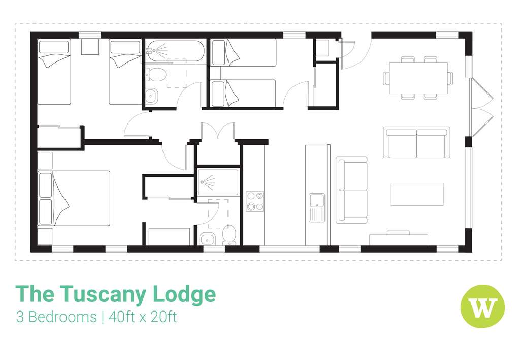 3 bedroom holiday lodge for sale - floorplan