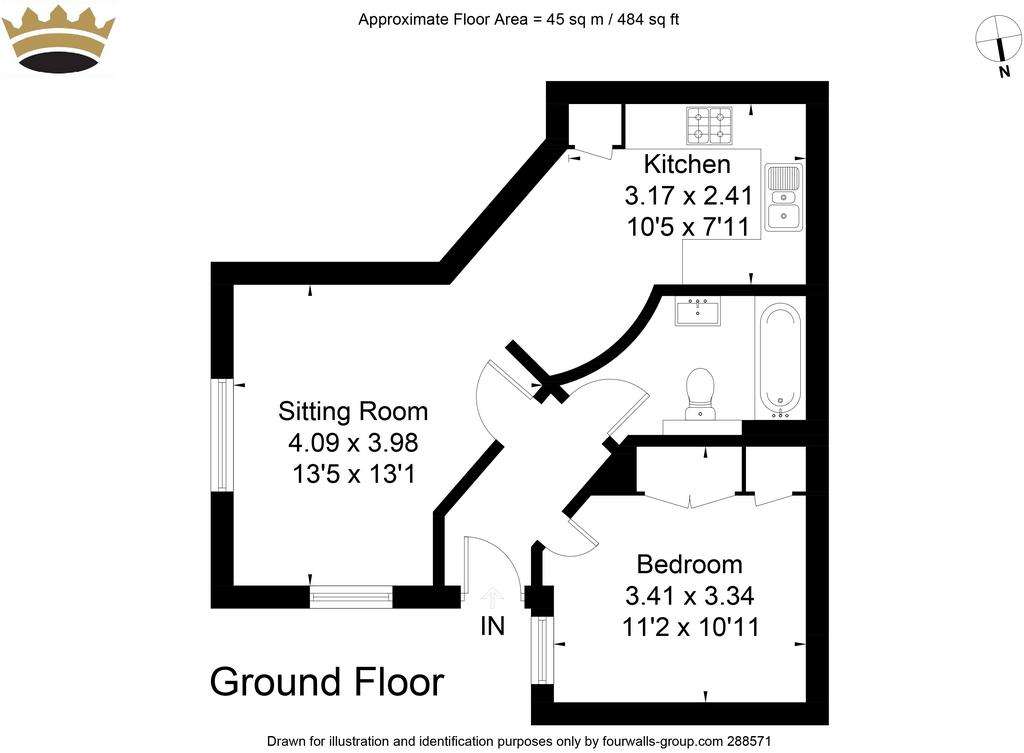 1 bedroom flat to rent - floorplan