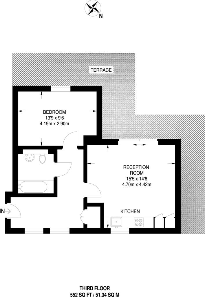 1 bedroom flat to rent - floorplan