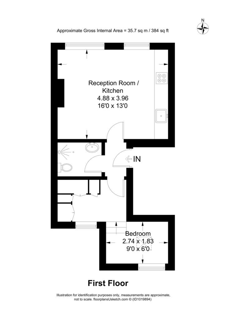 1 bedroom flat to rent - floorplan