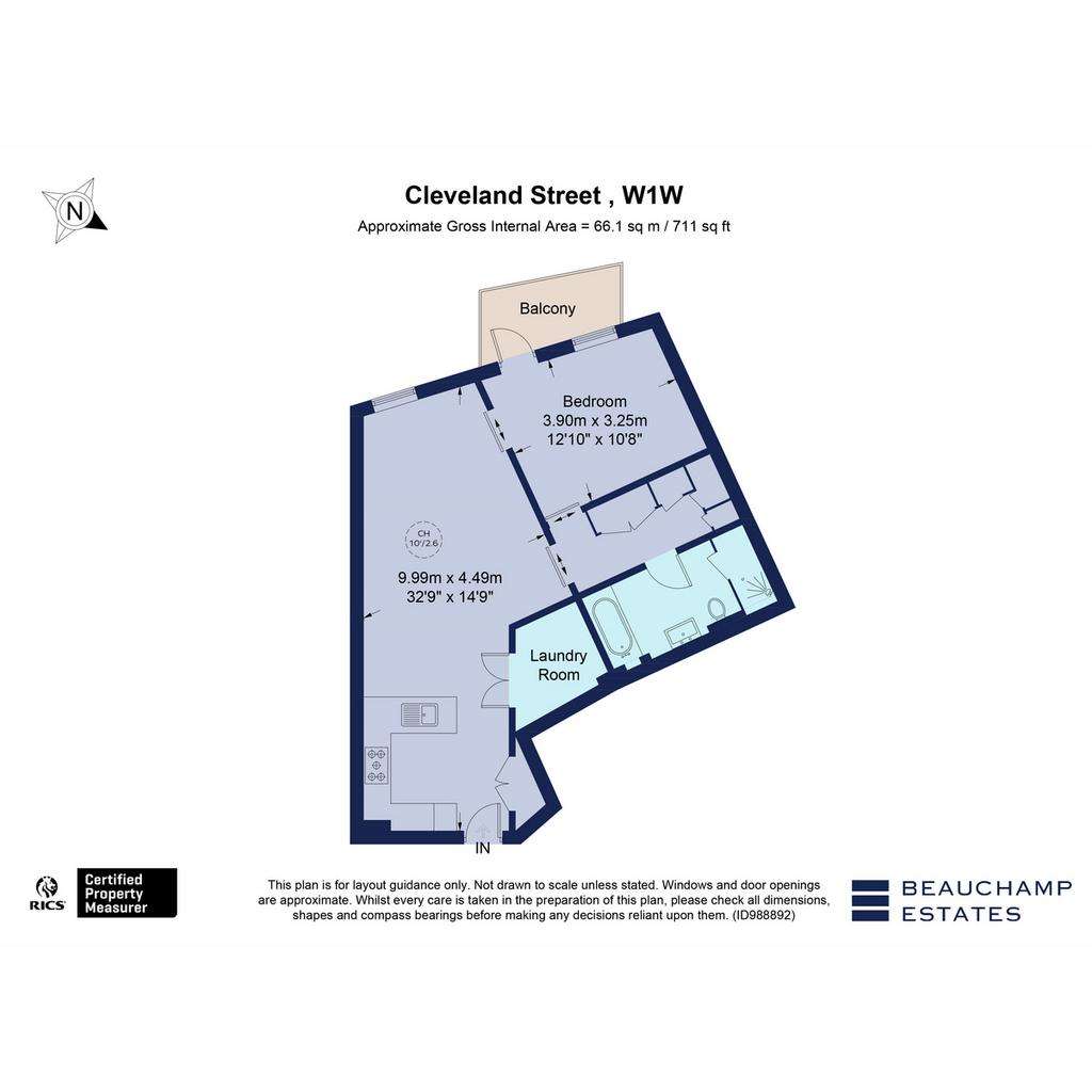 1 bedroom flat to rent - floorplan