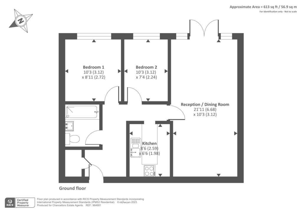 2 bedroom flat to rent - floorplan