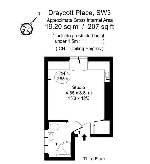 Studio flat to rent - floorplan