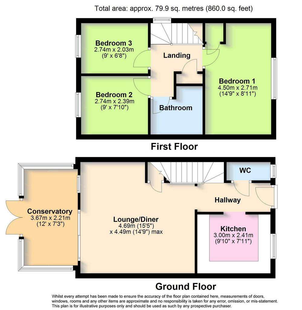 3 bedroom semi-detached house for sale - floorplan