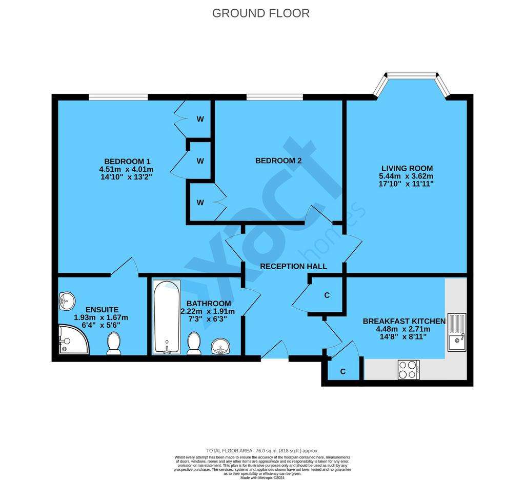 2 bedroom ground floor flat for sale - floorplan