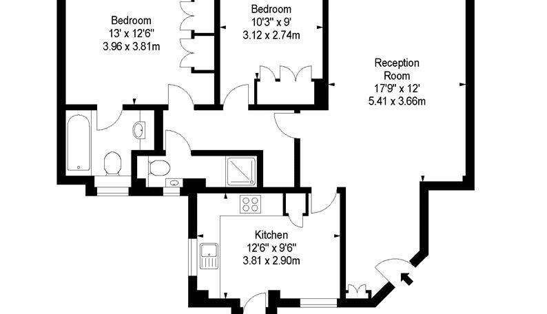 2 bedroom flat to rent - floorplan