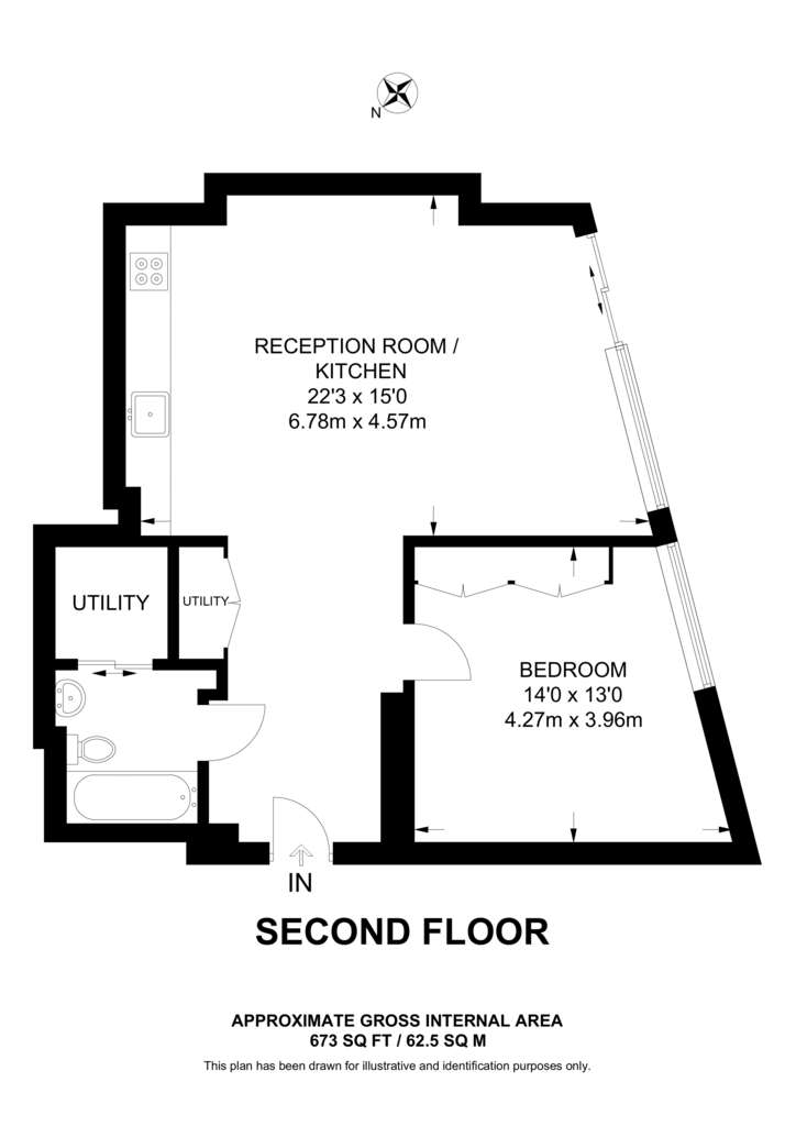 1 bedroom flat to rent - floorplan