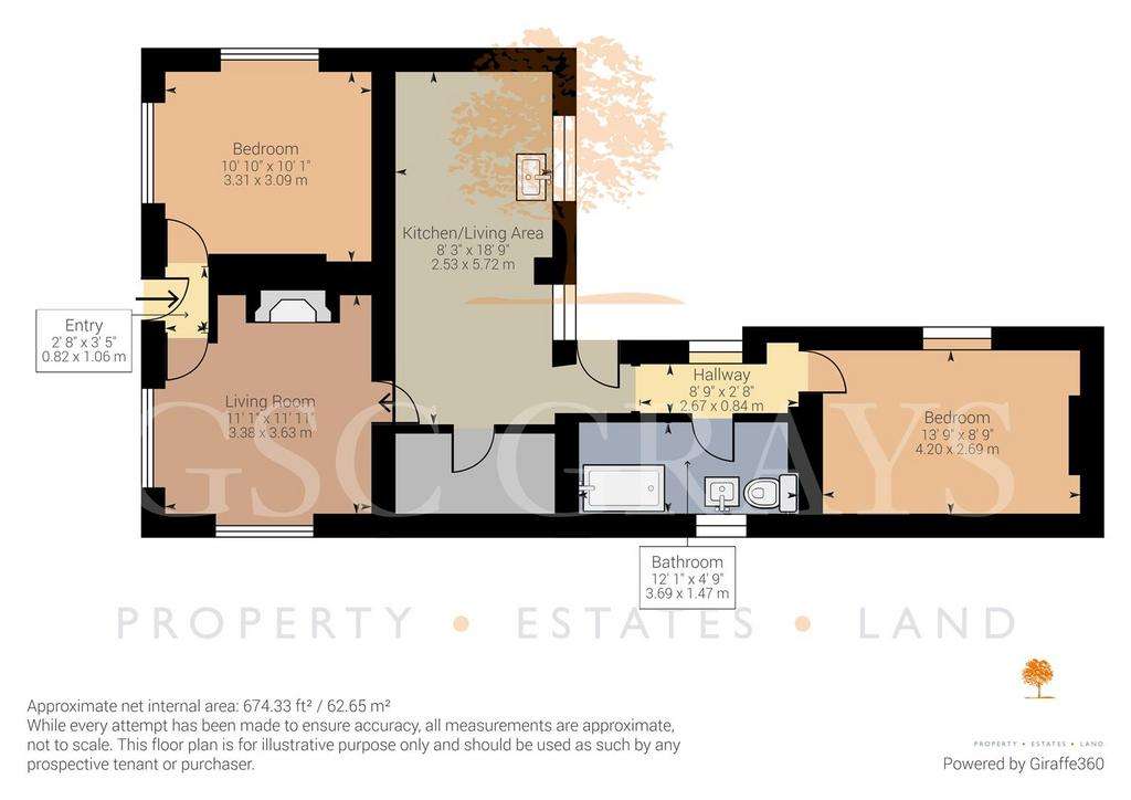 2 bedroom character property to rent - floorplan